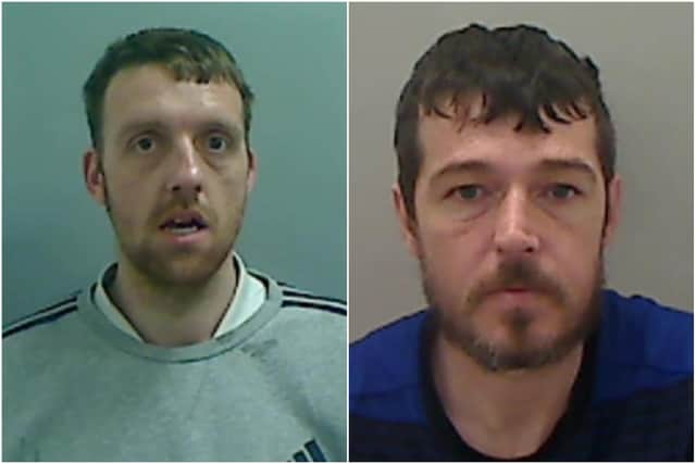 Darren Kinsella (left) and Edward Hanley were each jailed for two years and 255 days after pleading guilty to burglary of a house in Dent Street, Hartlepool.