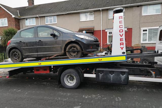 Hartlepool Neighbourhood Policing Team shared this photo after its officers seized the Peugeot from the Owton Manor estate.