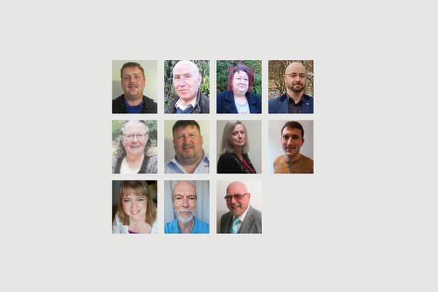Left to right, the Rossmere candidates who submitted photos to us. Top row, Antony Baker, Moss Boddy, Julie Clayton and Tom Feeney. Middle row, Lynne Gillam, Graham Harrison, Jill Herring and Scott Kenny. Front, Vivienne Neville, Tony Richardson and Billy Yull.