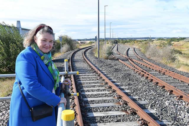 Jill Mortimer MP for Hartlepool at the new Strabag HS2 rail site in Hartlepool. Picture by FRANK REID