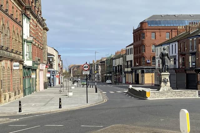 A deserted Church Street, in the centre of Hartlepool, on the first weekend after the coronavirus lockdown was imposed. It is likely to be far livelier when pubs reopen on July 4.