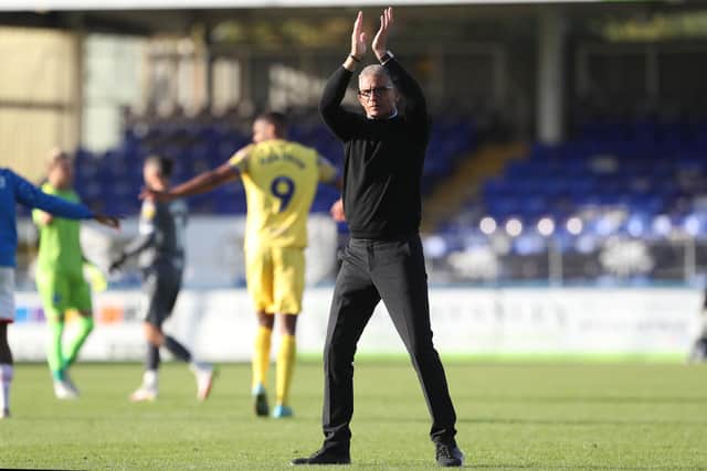 Keith Curle was upbeat following Hartlepool United's goalless draw with Gillingham. (Credit: Mark Fletcher | MI News)