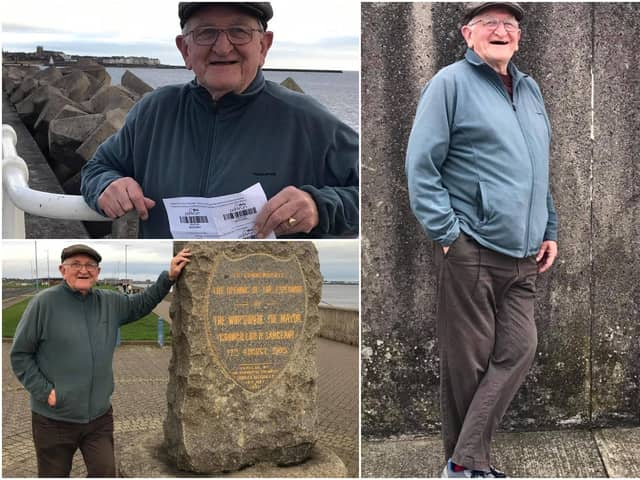 Bill Storey, 80, at various points on the Hartlepool parkrun route which he completed days after turning 80.