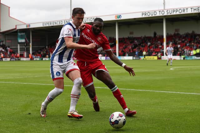 Alex Lacey made his Hartlepool United debut in the 4-0 defeat at Walsall. (Credit: Mark Fletcher | MI News)