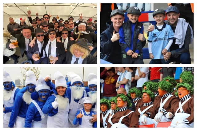 Just some of the previous Poolie costume capers at Hartlepool United final away games of the season.