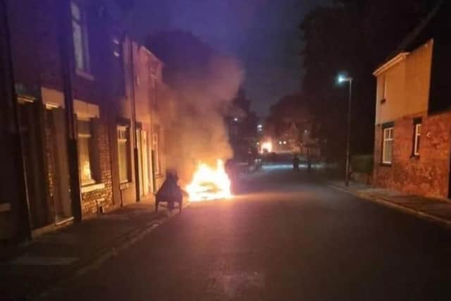 A car on fire overnight in Baden Street, Hartlepool.