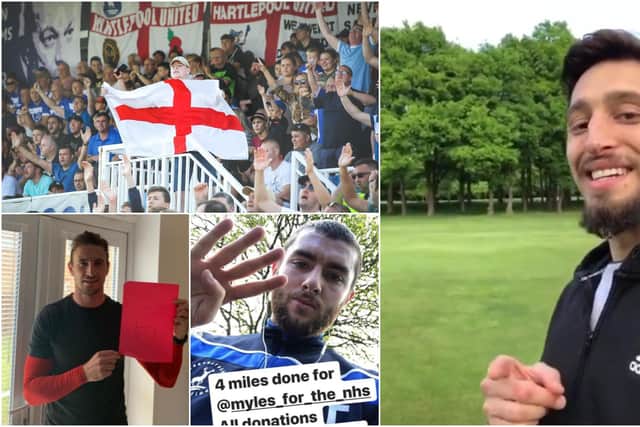 Players and fans got involved as part of Myles Anderson's fundraiser (photos: HUFC, Instagram, @myles_for_the_nhs)