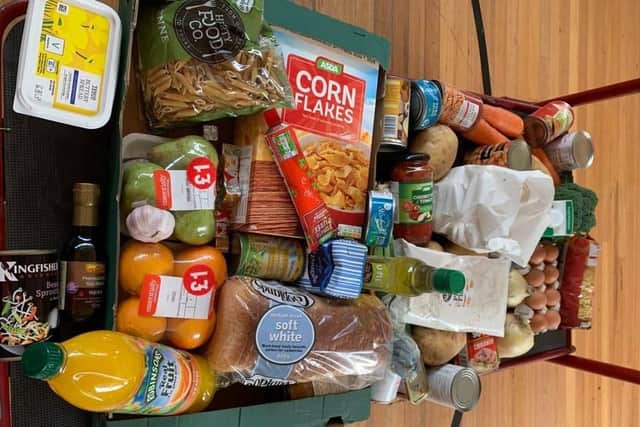 One of the food parcels for a one-child family created during this year's Filling the Holiday Gap scheme.