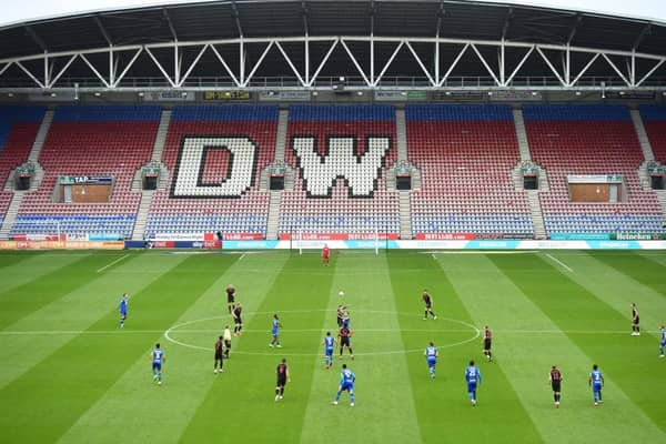 A general view of play during the Sky Bet Championship match between Wigan Athletic and Stoke City at DW Stadium.