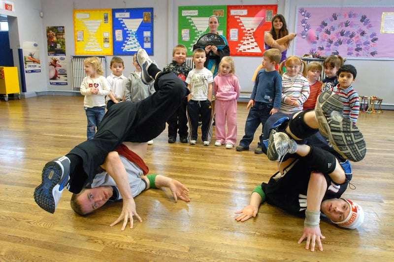 This dance session was part of a heath and fitness day at the school in 2008. Does it bring back memories?