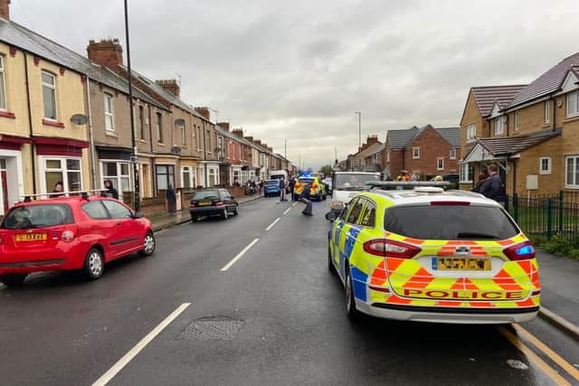 Emergency services at the scene of the crash on Raby Road, Hartlepool.