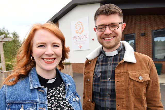 Vicars Emily and Mark Hudghton at Wynyard Church of England Primary School, where the new church is based.