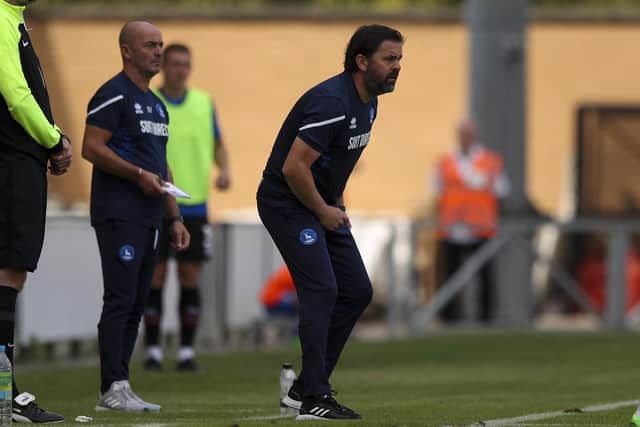 Paul Hartley was left deflated after Hartlepool United were forced to settle for a point against Colchester United. (Credit: Tom West | MI News)