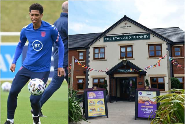 Hartlepool's Stag and Monkey pub, right, is offering a free drink in honour of England football star Jude Bellingham's 18th birthday to anyone with a similar first name