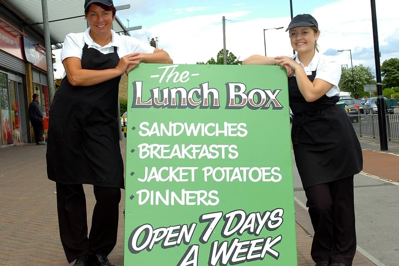 Joanne Simpson and colleague Ashleigh Bain stand outside The Lunch Box in 2013.