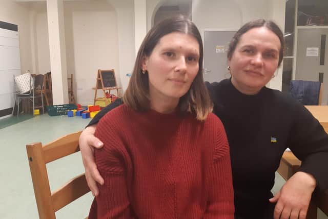Maria Reznyk, left, and Oksana Kharchenko arrived recently in Hartlepool.