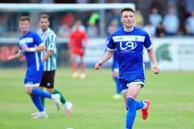 Trialist Caolan Lavery in action during Blyth Spartans 2-1 HUFC pre-season friendly. 27-07-2021. Picture by Bernadette Malcolmson