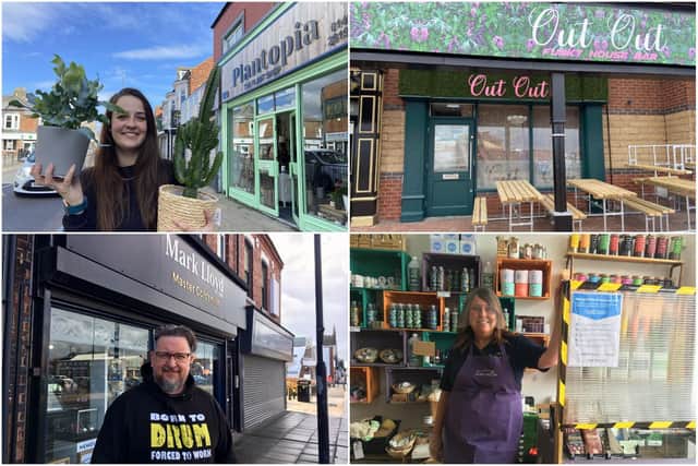 Just some of the Hartlepool businesses taking part in Fiver Fest from June 12-26. Clockwise: Emily Vaughan from Plantopia in York Road, Out Out bar at Navigation Point, Lesley Mulcahay of The Simple Way, Villiers Street and jeweller Mark Lloyd outside his Park Road premises.