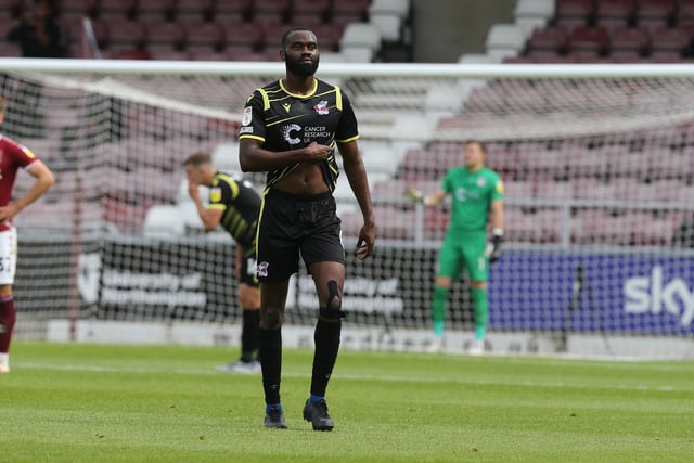 Scunthorpe United's Emmanuel Onariase is shown a red card at Northampton Town. Iron had five players sent off in their season to forget.