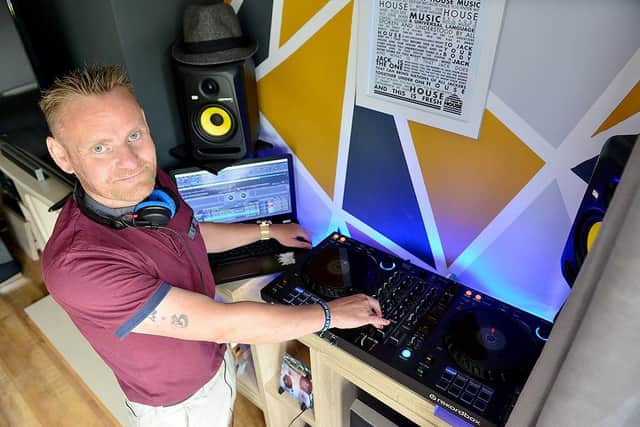 DJ Richard Griffiths in his Hartlepool home. Picture by FRANK REID
