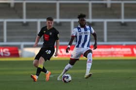 Rollin Menayese made a positive return to the Hartlepool United starting line-up against Harrogate Town. (Credit: Mark Fletcher | MI News)