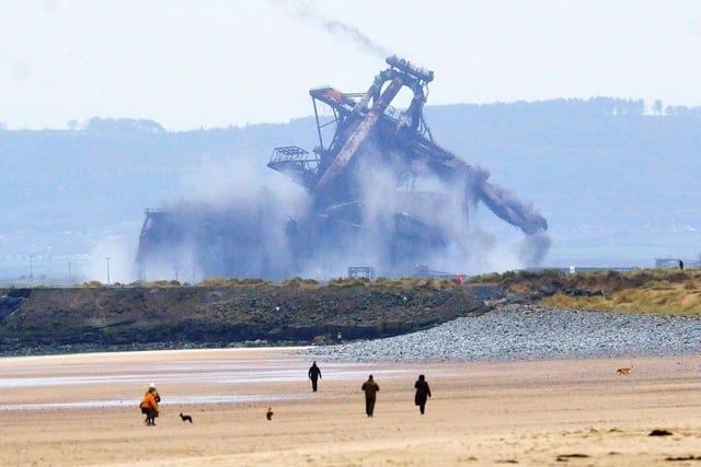 The demolition of the Redcar Blast Furnace viewed from Seaton Carew. Picture by FRANK REID