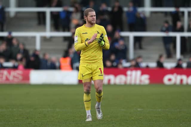 Graeme Lee will assess Hartlepool United goalkeeper Ben Killip after missing the Northampton Town defeat through illness. (Credit: Mark Fletcher | MI News)