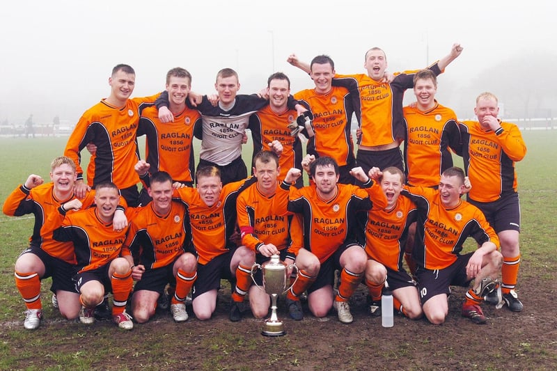 The Raglan Quoits Club celebrate winning a cup in 2006.