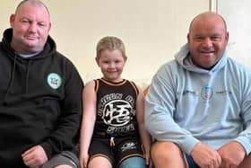 James Rooney of Hartlepool Catholic Boxing Club and Micky Day of Miles For Men who will lead a walk up Scafell Pike for Riley Bains (centre).
