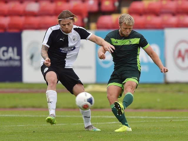 Nicky Featherstone in action for Hartlepool United in their pre-season friendly against Gateshead in 2020. Picture by FRANK REID.