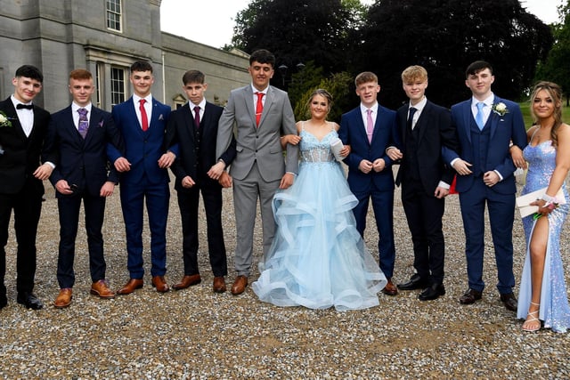 Dyke House leavers pose before celebrating their prom at Wynyard Hall.