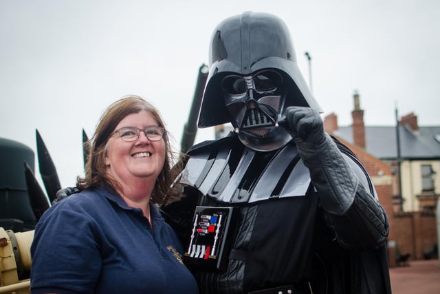 Star Wars came to the Heugh Battery in this 2016 photo and Diane Stephens, from the Battery, joined forces with Darth Vader for this photo.