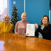 Left to right: Mel Calvert (Healthy Early Years Coordinator), Michelle Readhead (Specialist Nurse Infant Feeding and Healthy Weight), Denise McGuckin (Managing Director), Caroline Ord (Community Nursery Nurse) with the UNICEF certificate.