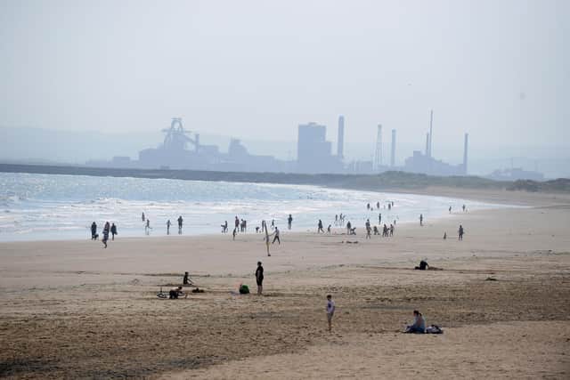 Seaton Carew beach during the warm weather and sunshine earlier in August