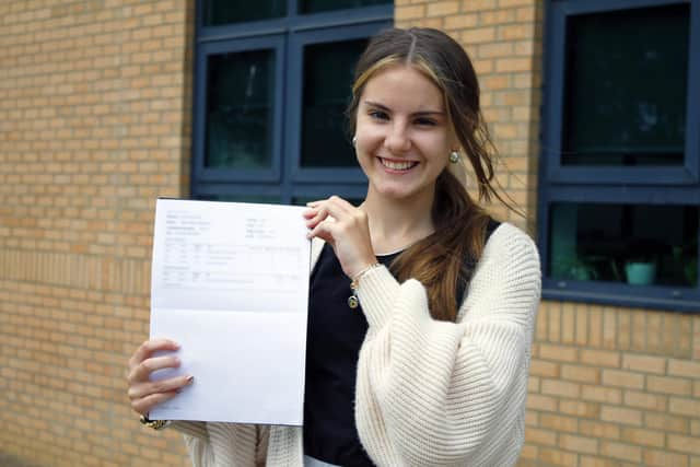 Molly McNeaney receives her A-level results from English Martyrs Sixth Form College. Picture by Steve Hope