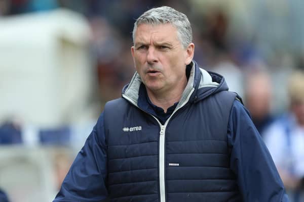 John Askey maintains Hartlepool United remain in a stable position despite chairman Raj Singh announcing he will look to sell the club. (Photo: Mark Fletcher | MI News)