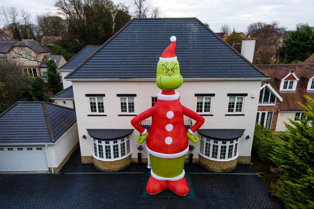 The Grinch stands tall at 35 feet in the garden of Ray's Park Avenue home in Hartlepool. Photo: Gerald Oliver.