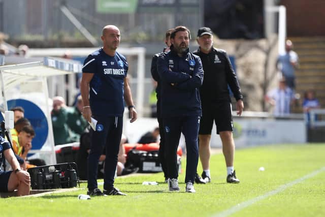 Paul Hartley left frustrated by basic errors in Hartlepool United's defeat by Bradford City. (Credit: Mark Fletcher | MI News)