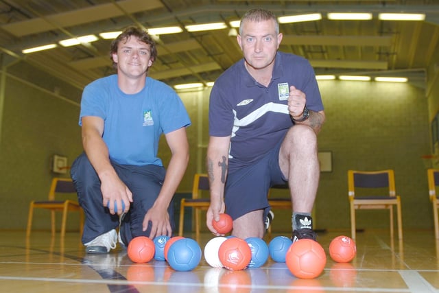 Sports coaches Luke Austin and Paul Reid were ready to coach people in how to play boccia in 2010. Did you have a go?
