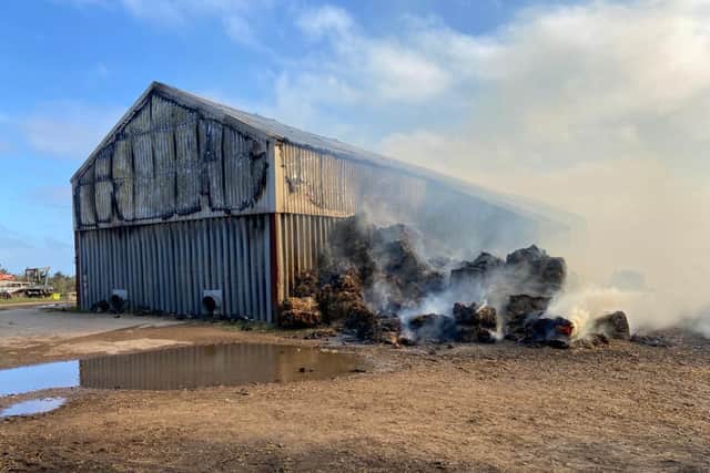 The fire has left two barns and their content damaged on the farm off Butts Lane near Hart.