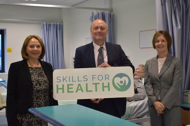 Stockton Riverside College principal Lesley Graham, Hartlepool College principal Darren Hankey and North Tees and Hartlepool NHS Foundation Trust’s Tracy Squires