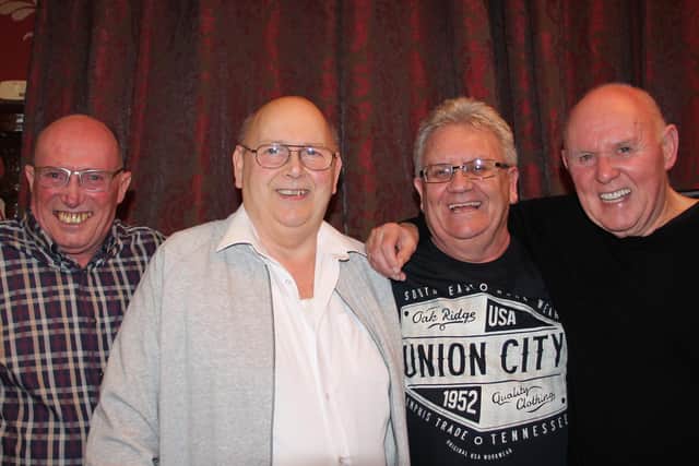 Toffees reunion (left to right): Jimmy Fawcett, Ray, Robin and Alan. Picture Stan Laundon.