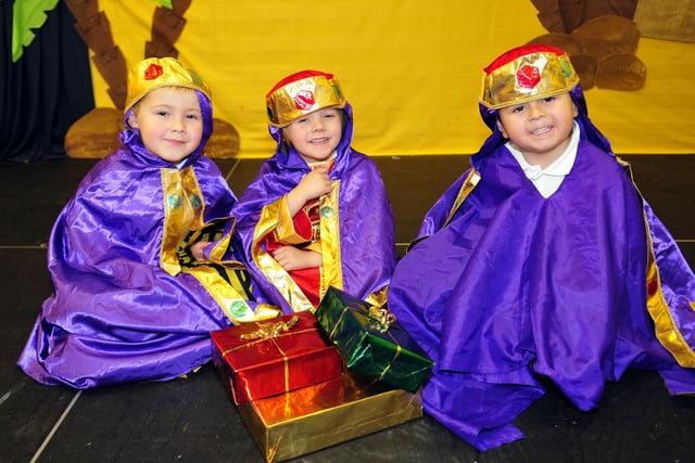 The Rossmere Primary Nativity Kings (left to right) Nathan Brown, Nathan Purdy and Cieran Moore. Remember this from 2013?