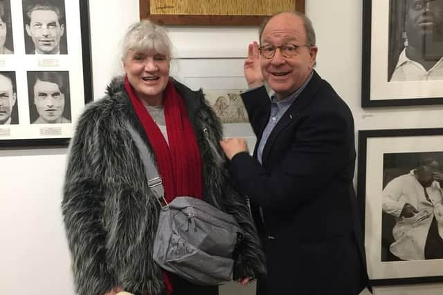 Deborah in New York in 2019 with art critic Jerry Saltz.