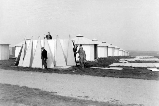 The summer huts, which were known as beehives, go up in Crimdon Dene. Photo: Hartlepool Museum Service.