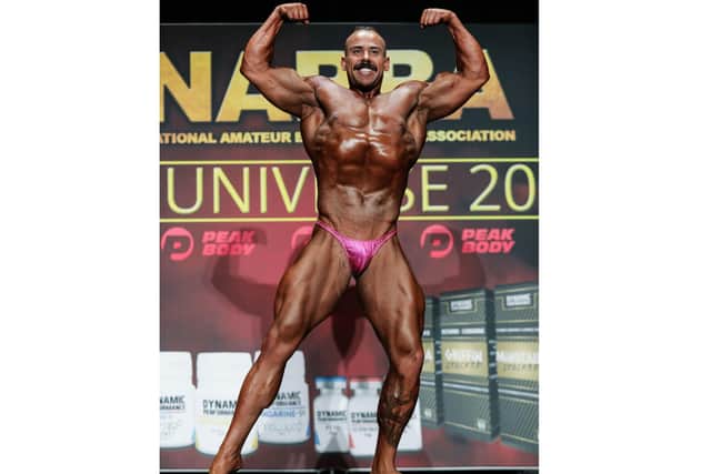 Adam placed fifth in his category in this year's Mr Universe contest./Photo: Lee Archer