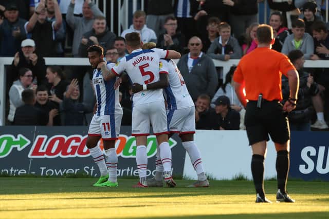 Hartlepool United earned their first win of the season against Harrogate Town in the Papa Johns Trophy. (Credit: Mark Fletcher | MI News)