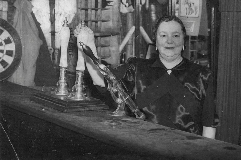Elizabeth Ann Vickery is pictured at the bar of the Engineers Tavern which was a Sunderland pub from 1864 to 1971. Elizabeth became the first female chairperson of the Licensed Victuallers Association. Photo: Ron Lawson.