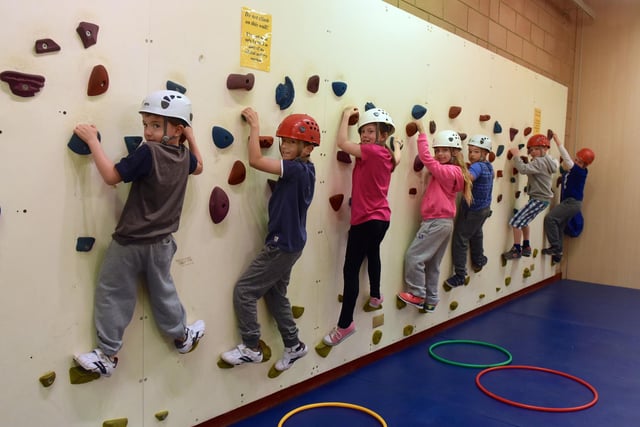 Children get climbing at Summerhill's indoor climbing sessions in 2015.