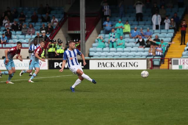 Nicky Featherstone rescued a point for Hartlepool United at Scunthorpe United. (Credit: Mark Fletcher | MI News)